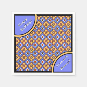 French Gothic Tile Pattern - Blue Yellow Orange Napkin