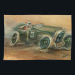 French Grand Prix Racecar by Ethan Harper Tea Towel<br><div class="desc">Take a trip in the way back machine with this painting of a French Grand Prix racecar by Ethan Harper. You can feel how fast the car is travelling thanks to the dust cloud trailing in the wake of the vehicle. Grab a copy to place on your wall!</div>