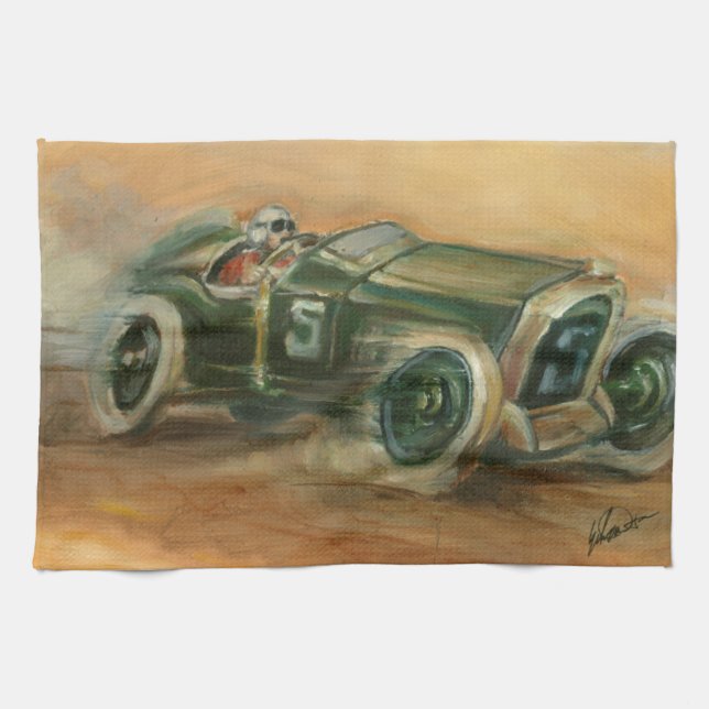 French Grand Prix Racecar by Ethan Harper Tea Towel (Horizontal)