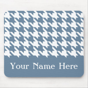 French Gray Elegant Houndstooth with custom name Mouse Pad