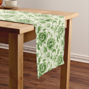 French Green Farmhouse Romance Long Table Runner