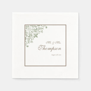 French Green Fleur de Lis Wedding Reception Napkin