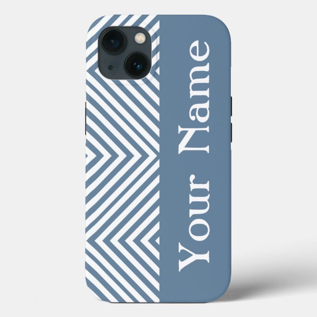 French Grey Diamond Chevron w/ name @ Emporiomoffa Case-Mate iPhone Case (Back)