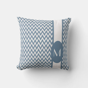 French Grey Elegant Chevron Design with monogram Cushion
