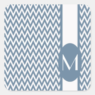 French Grey Elegant Chevron Design with monogram Square Sticker