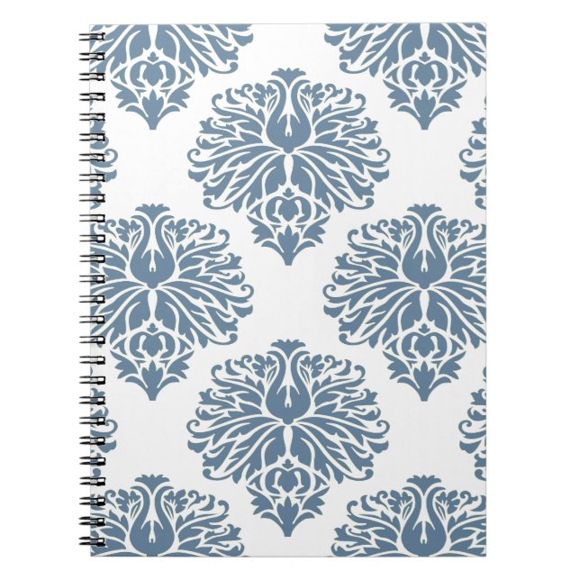 French Grey Elegant Damask Notebook (Front)