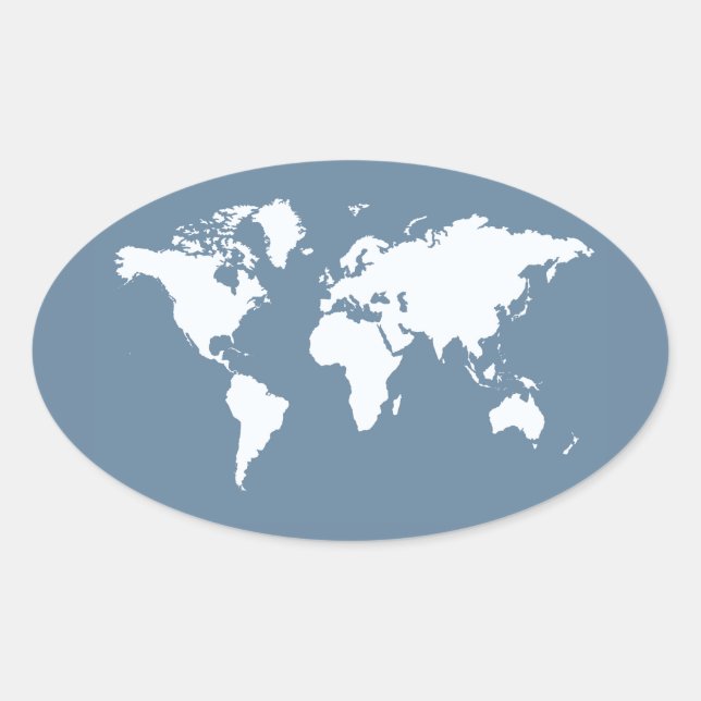 French Grey Elegant World Oval Sticker (Front)
