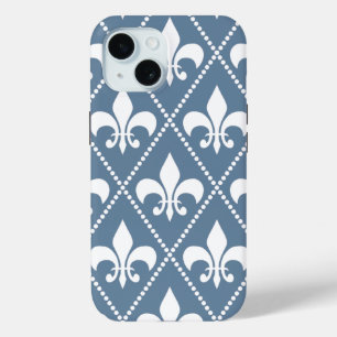 French Grey Fleur de Lis iPhone 15 Case