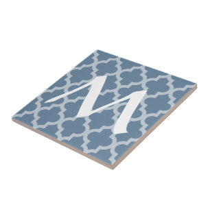French Grey Moroccan Moods Quatrefoil with Initial Tile