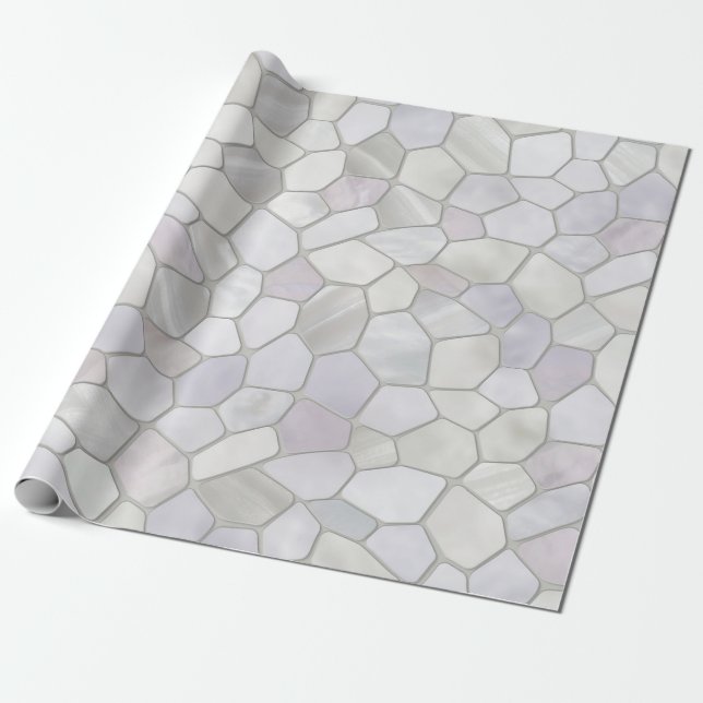 French Grey Platinum Mosaic Wrapping Paper (Unrolled)