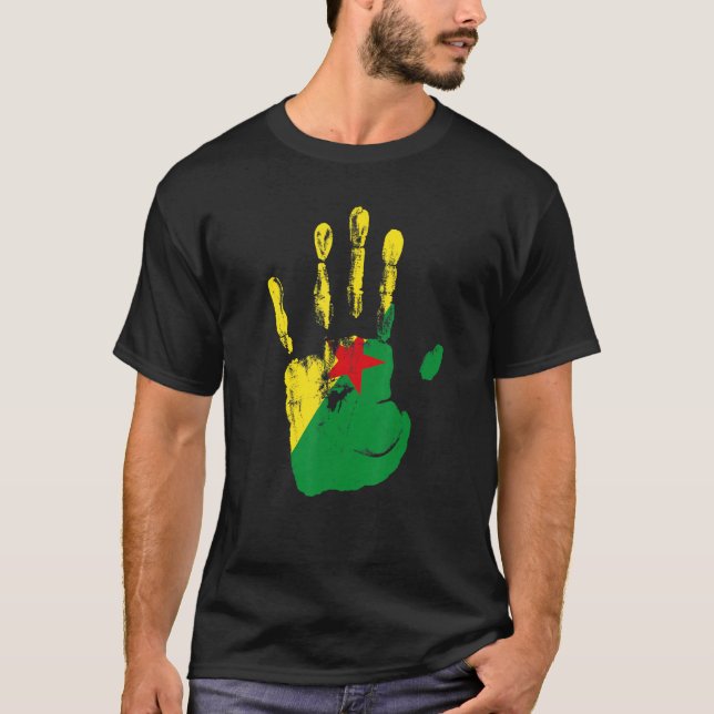 French Guiana Flag Hand Men Women Kids T-Shirt (Front)