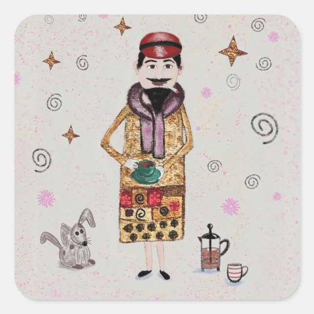 French Guy  Square Sticker (Front)