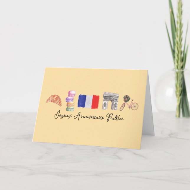 French Happy Birthday Paris, Joyeux Anniversaire  Thank You Card (Front)