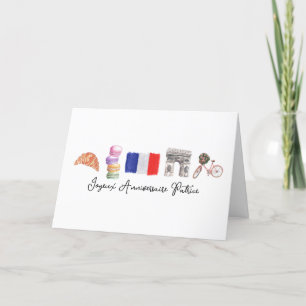 French Happy Birthday Paris, Joyeux Anniversaire  Thank You Card