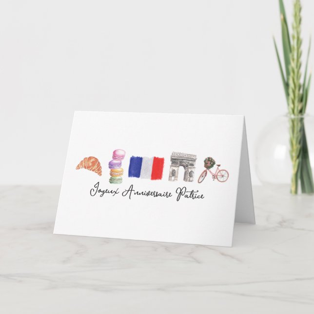 French Happy Birthday Paris, Joyeux Anniversaire  Thank You Card (Front)