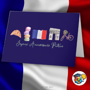 French Happy Birthday Paris, Joyeux Anniversaire  Thank You Card