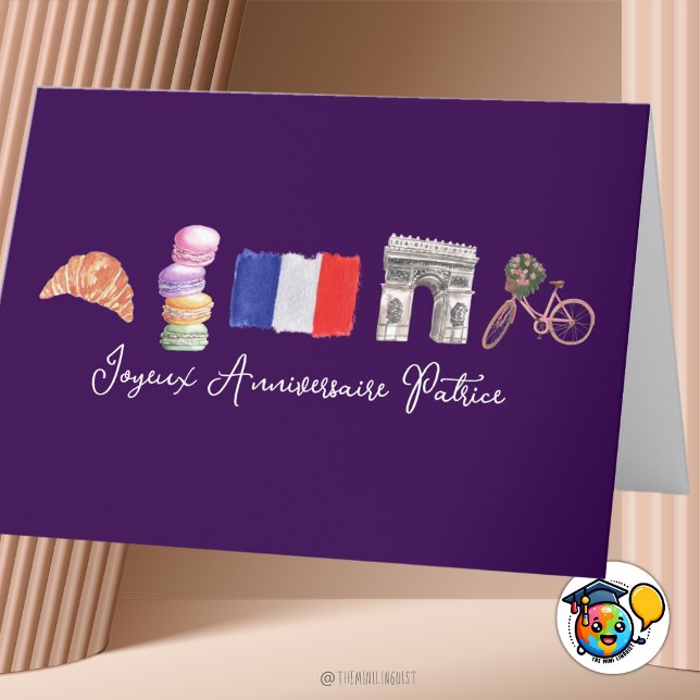 French Happy Birthday Paris, Joyeux Anniversaire  Thank You Card (Creator Uploaded)