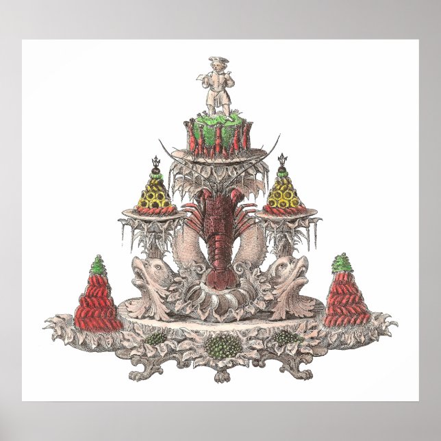 French Haute Cuisine - Lobster, Crayfish, Vintage Poster (Front)