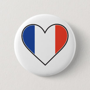 French Heart Flag 6 Cm Round Badge