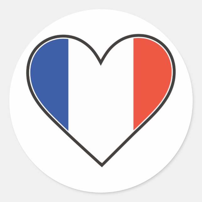 French Heart Flag Classic Round Sticker (Front)