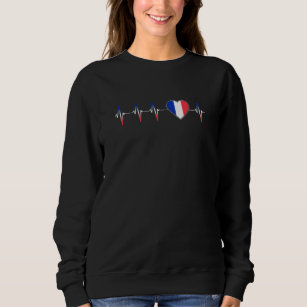 French Heartbeat I Love France Flag Heart Pride Sweatshirt