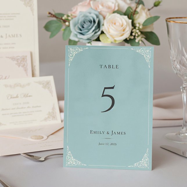 French Heron Dusty Blue Wedding Suite Table Number (Creator Uploaded)