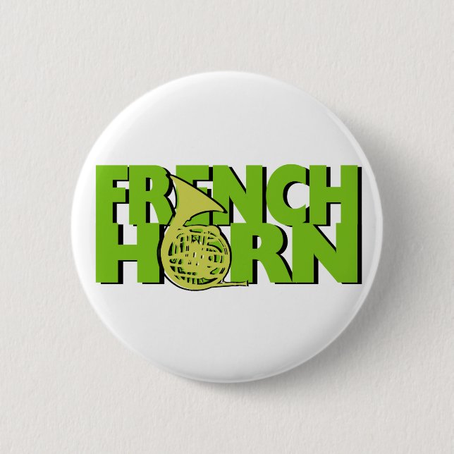 French Horn 6 Cm Round Badge (Front)