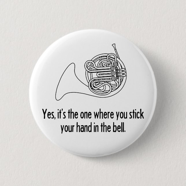 French Horn 6 Cm Round Badge (Front)
