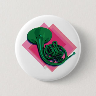 French Horn 6 Cm Round Badge
