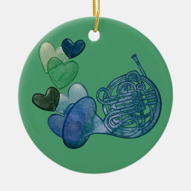 French Horn Band Music Class Ceramic Ornament (Front)