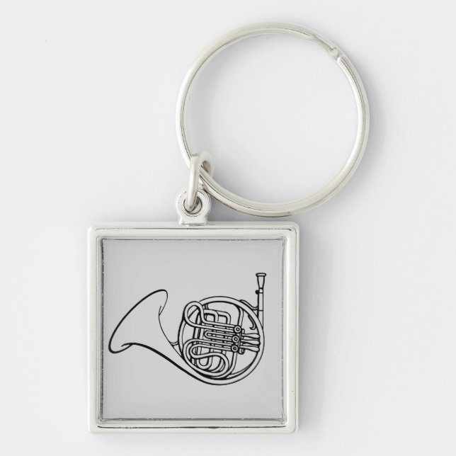 French Horn brass band music Key Ring (Front)