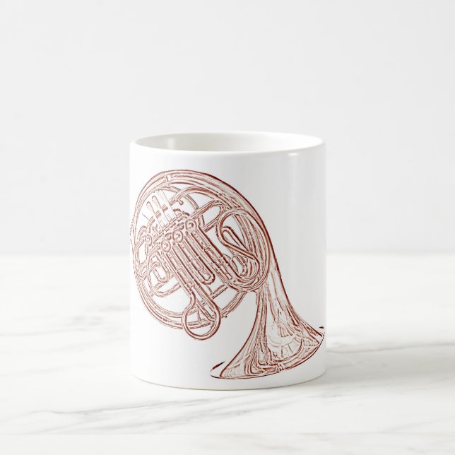 French Horn Brown Ink Drawing Mug (Center)