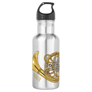 French horn cartoon illustration 532 ml water bottle