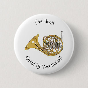 French horn cartoon illustration 6 cm round badge