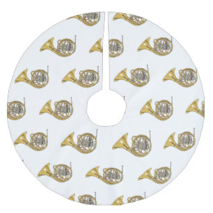 French horn cartoon illustration  brushed polyester tree skirt