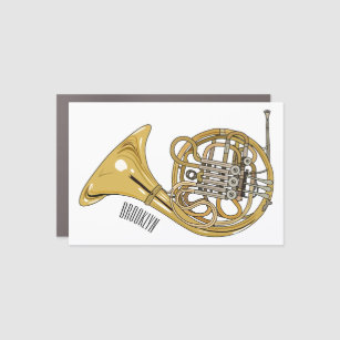 French horn cartoon illustration  car magnet