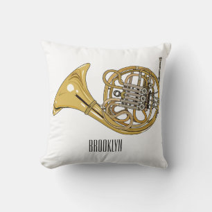 French horn cartoon illustration cushion