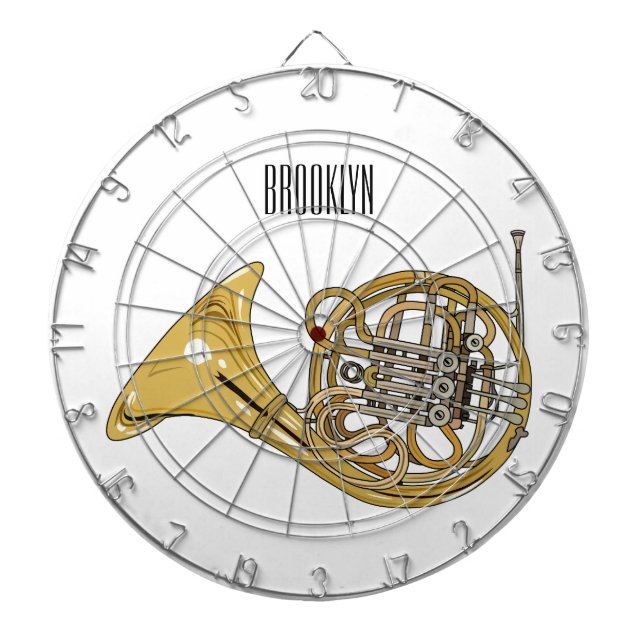 French horn cartoon illustration  dartboard (Front)