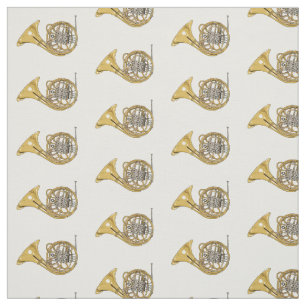 French horn cartoon illustration  fabric