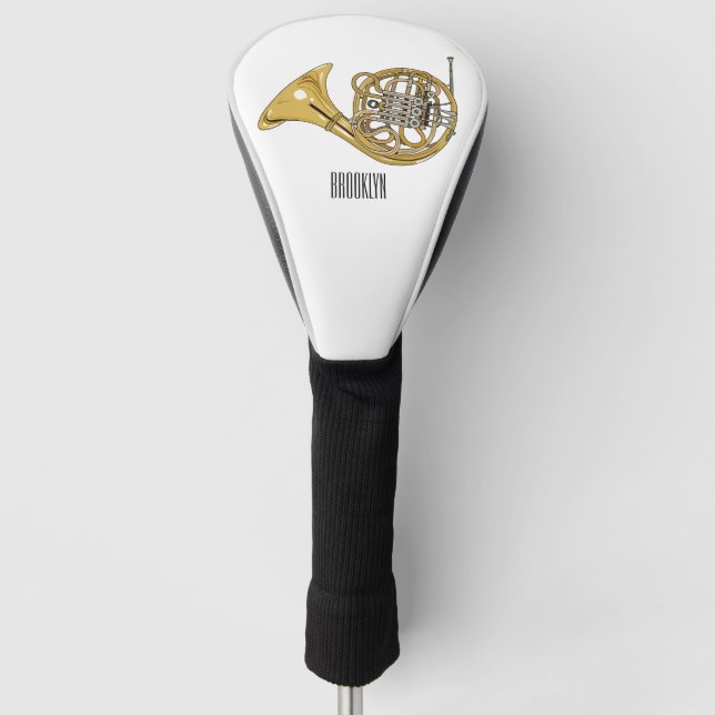 French horn cartoon illustration  golf head cover (Front)