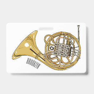 French horn cartoon illustration ID badge