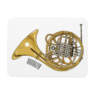 French horn cartoon illustration magnet