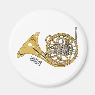 French horn cartoon illustration  magnet