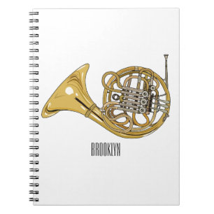 French horn cartoon illustration  notebook
