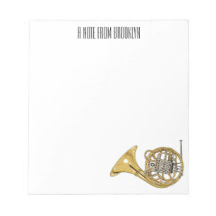French horn cartoon illustration  notepad