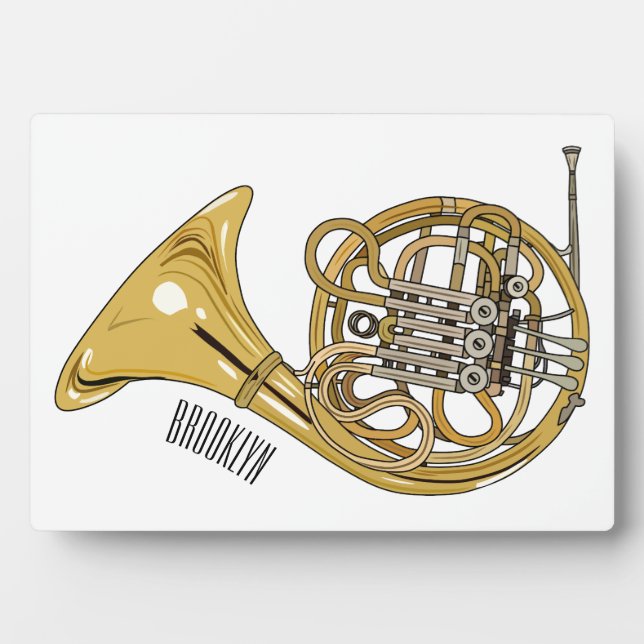 French horn cartoon illustration  plaque (Front)