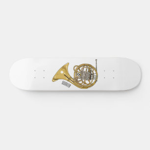French horn cartoon illustration skateboard