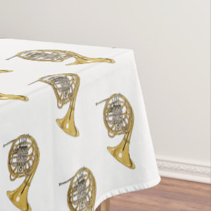 French horn cartoon illustration  tablecloth