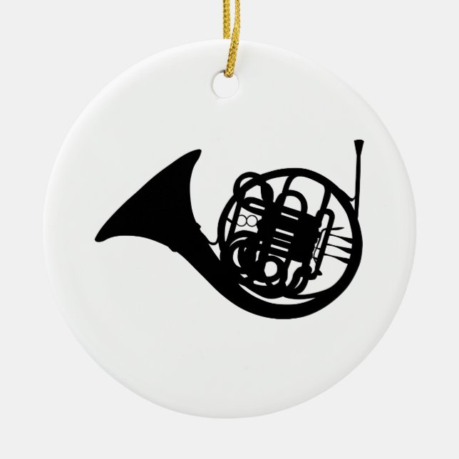 French Horn Ceramic Ornament (Front)
