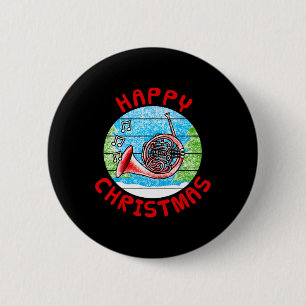 French Horn Christmas Hornist Br Musician Music Te 6 Cm Round Badge